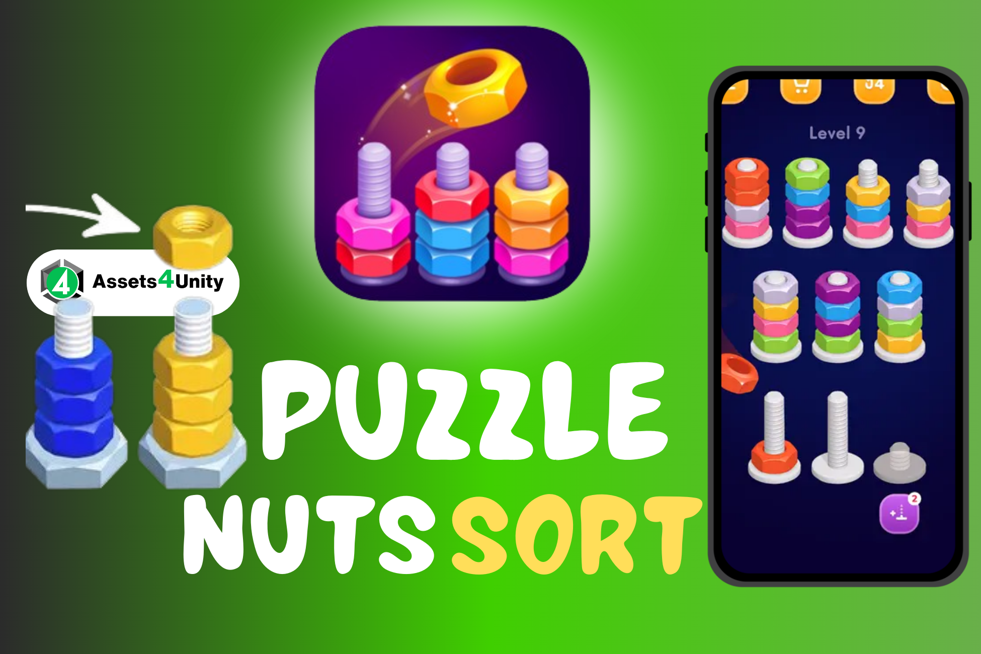 Nuts Bolts Sort Puzzle 3D Game Unity Source Code