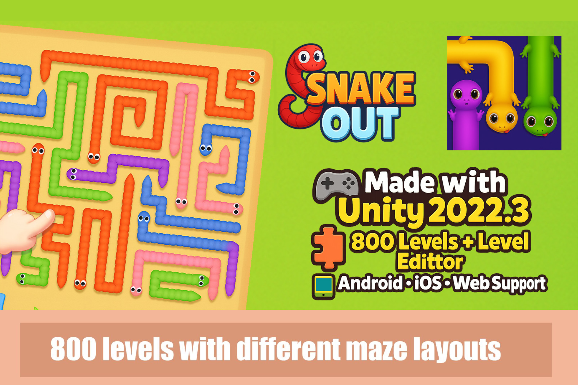 Ultimate Snake Escape Puzzle: 800 Levels + Level Editor | Unity Source Code