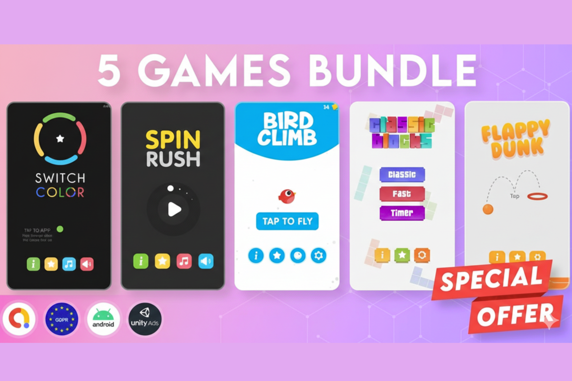 BUNDLE 5 GAMES Unity Source Code