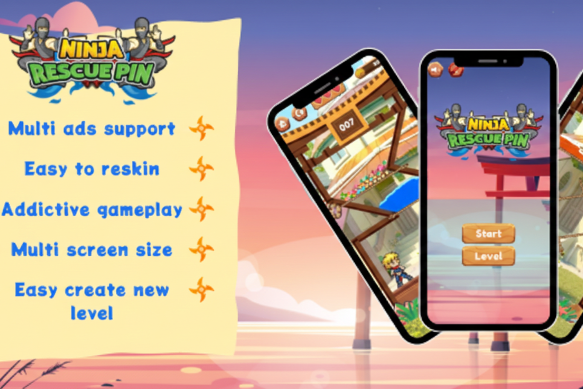 Ninja Rescue Pin Unity Source Code