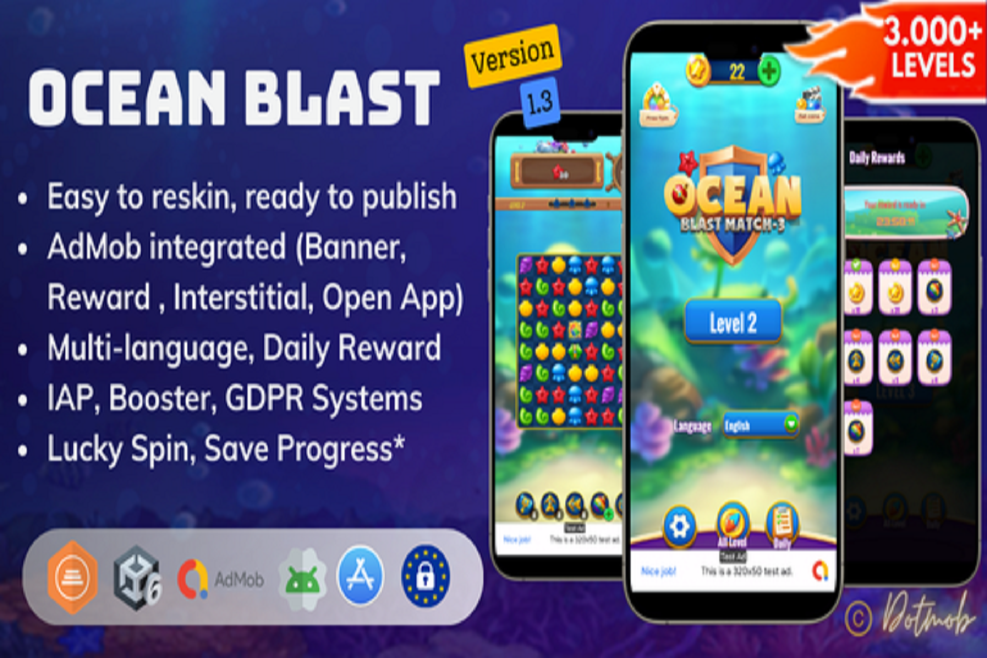 Ocean Blast Match 3 Unity Source Code