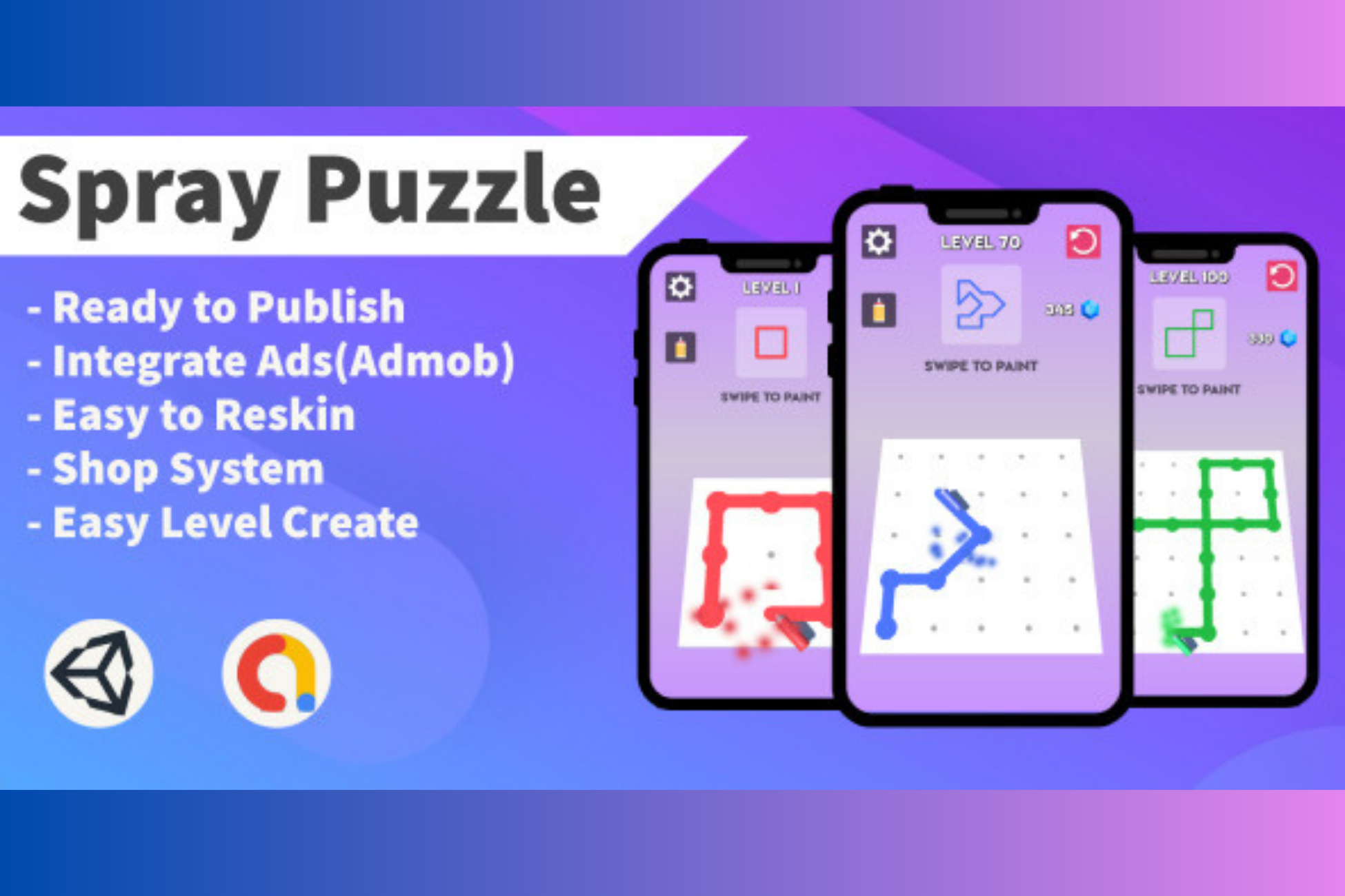 Spray Puzzle Game Unity Source Code