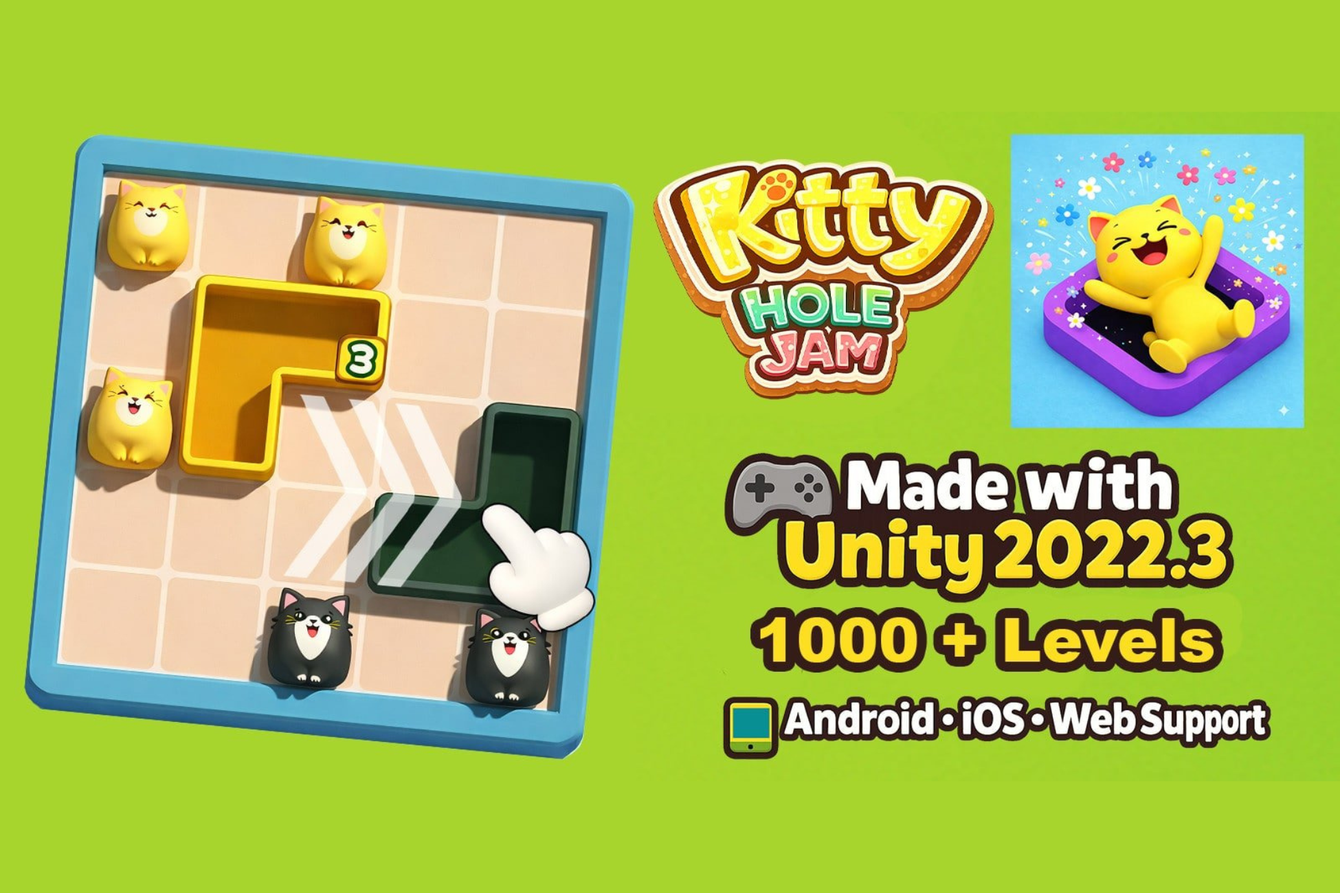 Kitty Hole Jam – 1000 Levels Unity Source Code