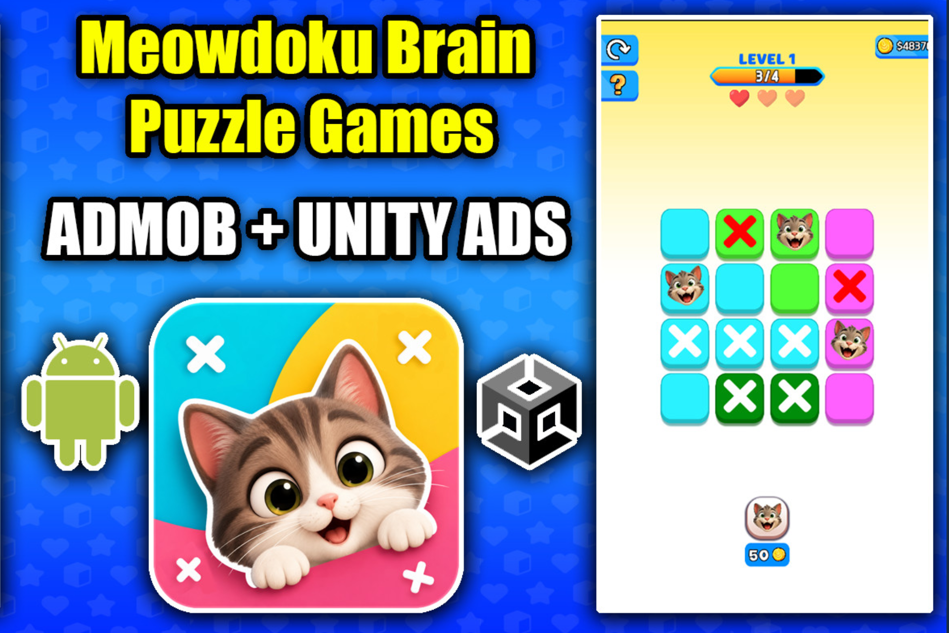 Meowdoku Unity Source Code – Powerful 2D Brain Puzzle Game with 500 Levels