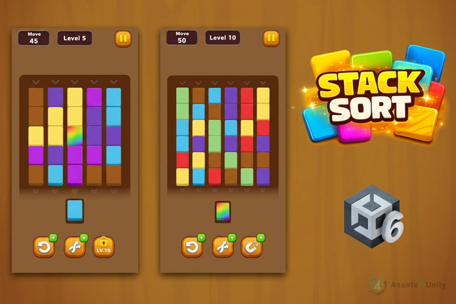 Stack Sort Unity Puzzle Game Source Code – Powerful Complete Unity 6 Puzzle Game with 300 Levels